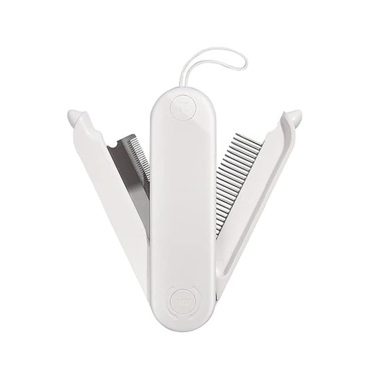 2-Sided Pet Grooming Brush for Dogs & Cats, Self-Cleaning Sliver Brush for pet - Comb for Grooming Long Haired & Short Haired Dogs, Cats, Rabbits & More - Deshedding Tool, Cat Brush (White)