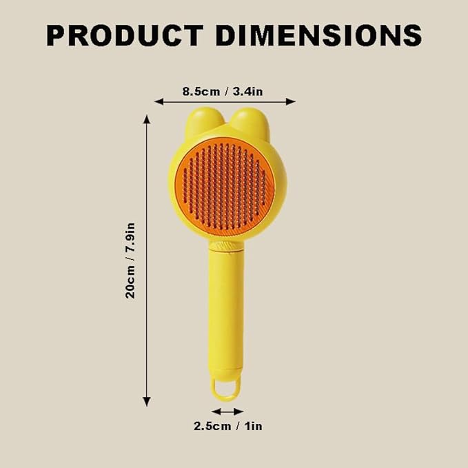 YINGFAN Cat Brushes for Indoor Cats, Self Cleaning Cat Brush for Shedding, Cat Hair Brush with Release Button, 7.9 Inch (Yellow)