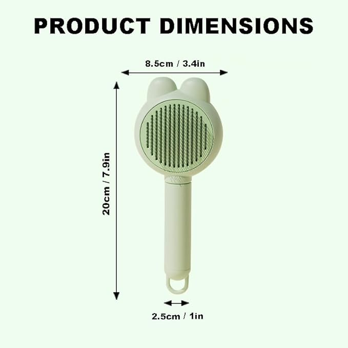 YINGFAN Cat Brushes for Indoor Cats, Self Cleaning Cat Brush for Shedding, Cat Hair Brush with Release Button, 7.9 Inch (Green)