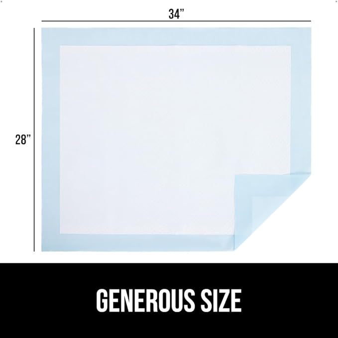 Gorilla Guard Disposable Puppy Pads, 100 Count 28x34 in, 5 Layer Pee Pads for Dogs, Absorbent Diaper Changing Pad, Dog Potty Training Supplies, Quick Dry Pet Housebreaking Essentials for Puppies