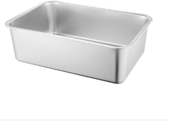 Stainless Steel Cat Litter Box, High Side Metal Litter Box, Metal Kitten Litter Pan, Pet Cleaning Tool for Big and Small Cats, Rabbits, Non-Stick Cat Poop Box odorless 19.7"x13.8"x5.9"