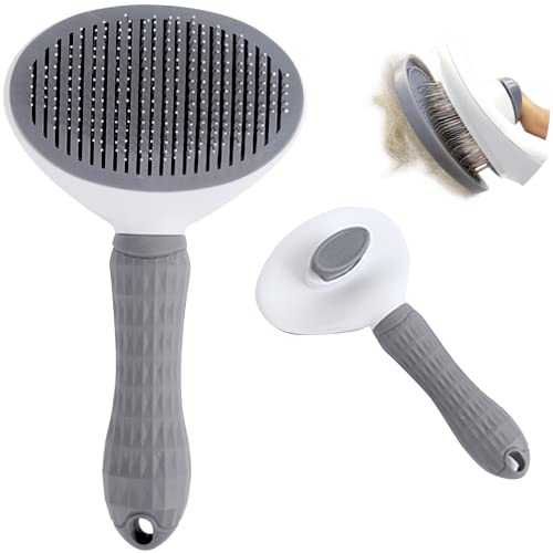 Cat Brush for Shedding, Cat Brushes for Indoor Cats, Cat Brush for Long or Short Haired Cats, Cat Grooming Brush Cat Comb for Kitten Rabbit Massage Removes Mats, Tangles and Loose Fur (Fine needle blue oval)