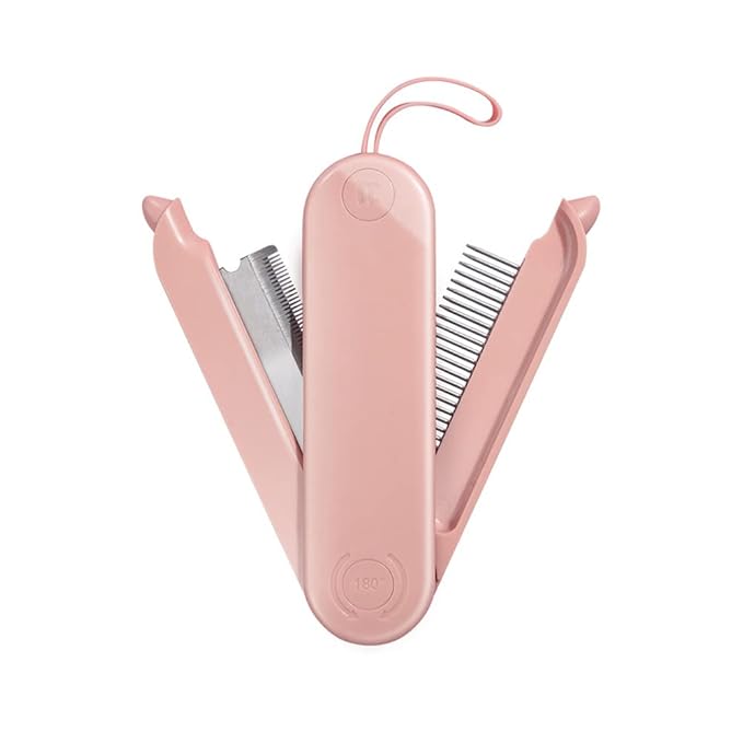 2-Sided Pet Grooming Brush for Dogs & Cats, Self-Cleaning Sliver Brush for pet - Comb for Grooming Long Haired & Short Haired Dogs, Cats, Rabbits & More - Deshedding Tool, Cat Brush (Pink)(W-482)