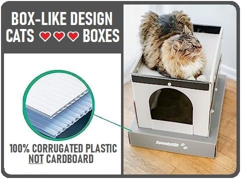 Hooded Cat Litter Box Starter Kit, includes Disposable Sifting Liners, Plastic Cardboard Box with 5 Year Warranty