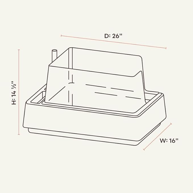 Cove Litter Box, High Sided Open Top Designer Litter Box for Large Cats, Built-in Scoop, Brush & Dustpan, Anti-Stick Plastic, Privacy Walls - White/Gray