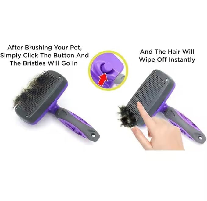 Self-Cleaning Dog & Cat Slicker Brush for Pets with Long Or Short Hair, Dog Brush for Shedding Short Hair, Cat & Dog Grooming Brush, Cat Comb, Dog Comb, Deshedding Dog Brush - Blue