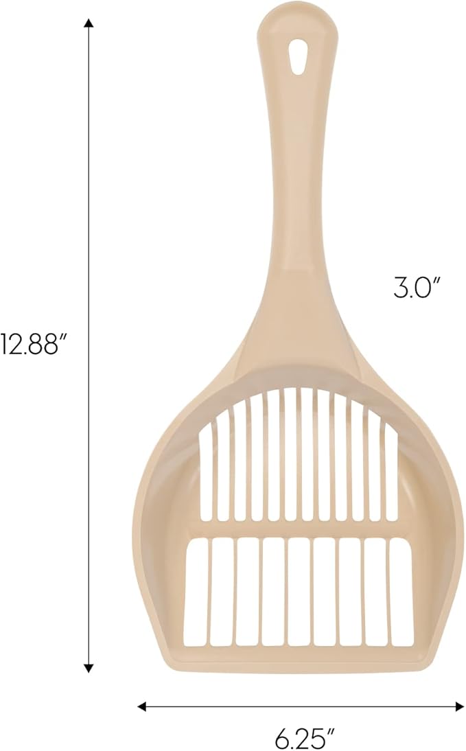IRIS USA Jumbo Plastic Cat Litter Scoop, 2 Pack, Sturdy Easy to Use Kitty Litter Scoop with Small and Large Slots for Clay Pine Tofu Paper Various Cat Litter Types, Almond