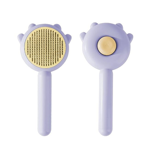 Cat Brush with Release Button, Cat Brushes for Indoor Cats Shedding, Cat Brush for Long or Short Haired Cats, Cat Grooming Brush Cat Comb for Kitten Rabbit Massage Removes Loose Fur (Fresh Purple)