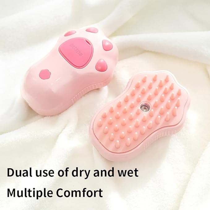 Pet Steam Brush, 3 in 1 Steamy Cat Brush, Silicone Massage Grooming Brush Steamy Dog Brush for Shedding Pet Hair Removal Comb for Cats and Dogs(Light pink)