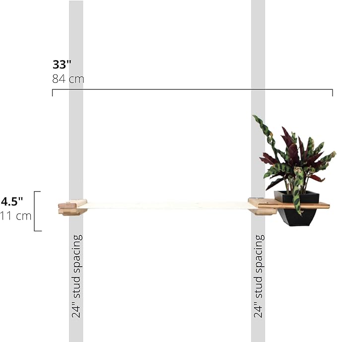 Catastrophic Creations Cat Planter Lounge Cat Hammock — 33-Inch Onyx Bamboo/Natural Canvas— Cat Wall Shelf— Cat Wall Furniture — Cat Climbing Shelves — Cat Floating Shelves — Cat Wall Hammock