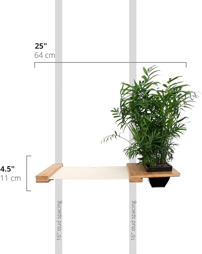 Catastrophic Creations Cat Planter Lounge Cat Hammock — 25-Inch Onyx Bamboo/Natural Canvas— Cat Wall Shelf— Cat Wall Furniture — Cat Climbing Shelves — Cat Floating Shelves — Cat Wall Hammock