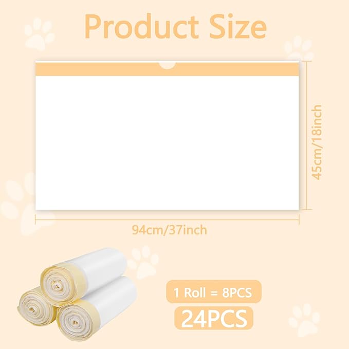 Cat Litter Box Liners - 24 Count Jumbo Drawstring Cat Litter Bags, Extra Large Thick Durable Leak-Proof Litter box Liners Heavy Duty, Kitty Litter Bags for Pet Cat Pan Litter Tray 18" x 37"