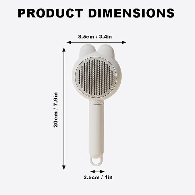 YINGFAN Cat Brushes for Indoor Cats, Self Cleaning Cat Brush for Shedding, Cat Hair Brush with Release Button, 7.9 Inch (White)
