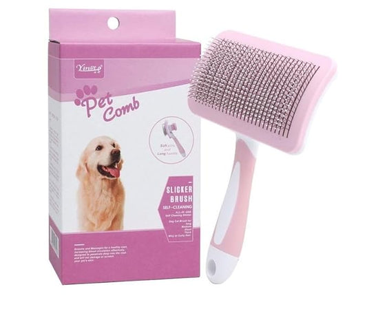Dog brush, cat hair brush, dog brush for shedding, dog and cat brush, long and short hair dog and cat grooming brush, hair brush, puppy brush, shedding brush. (Cherry blossom pink)