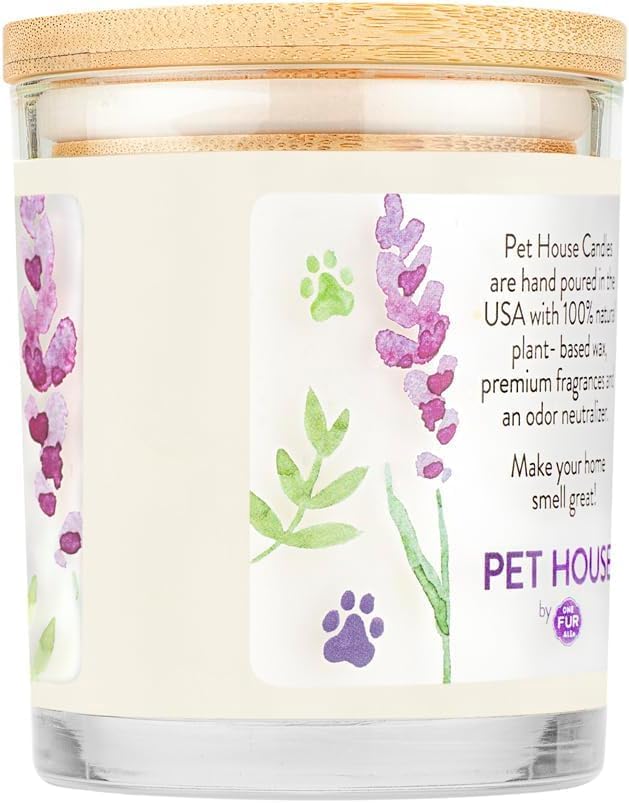 One Fur All Pet House Lavender Green Tea Candles Plant-Based/Soy Candle - Clean Burning Scented Candles, Long Lasting Pet Odor Candle for Home - 4 Pack