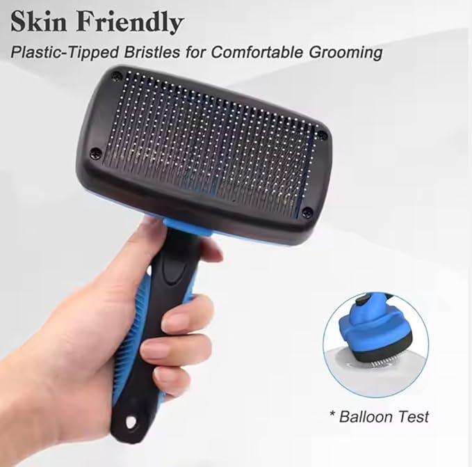 Self-Cleaning Dog & Cat Slicker Brush for Pets with Long Or Short Hair, Dog Brush for Shedding Short Hair, Cat & Dog Grooming Brush, Cat Comb, Dog Comb, Deshedding Dog Brush - Blue