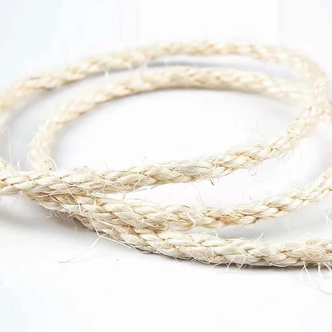 Cat Natural Sisal Rope for Replacement Scratching Posts,Sturdy Hemp Rope for Repairing Modern Cat Trees,6mm Diameter Sisal Rope Can DIY for Furniture Protection from Cats Scratch