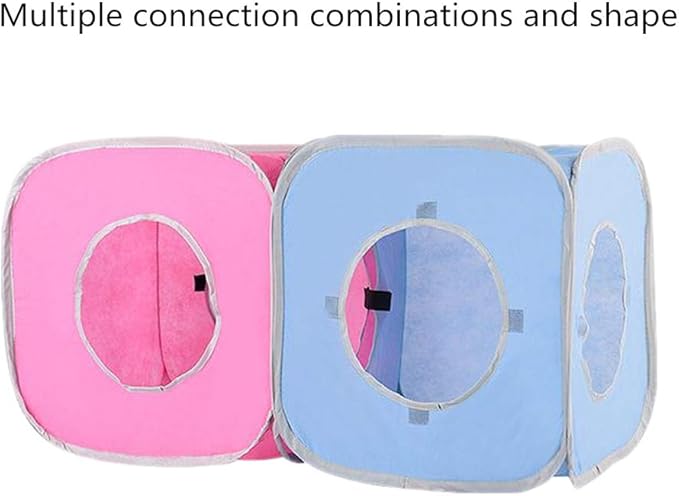 Citmage Cat Cube Pop Up Non-Woven Fabric Play Tent Toy with Hook and Loop,3 Peek Holes Collapsible,Lightweight,Provide Exercise Game for Cats,Kitties,Puppies (Blue)