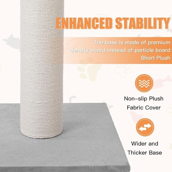 MumMarmot's Cat Scratching Post with Premium Sisal Rope 3.25Inch Large Diameter Scratcher Post for Indoor Cats Beige(25 inch)