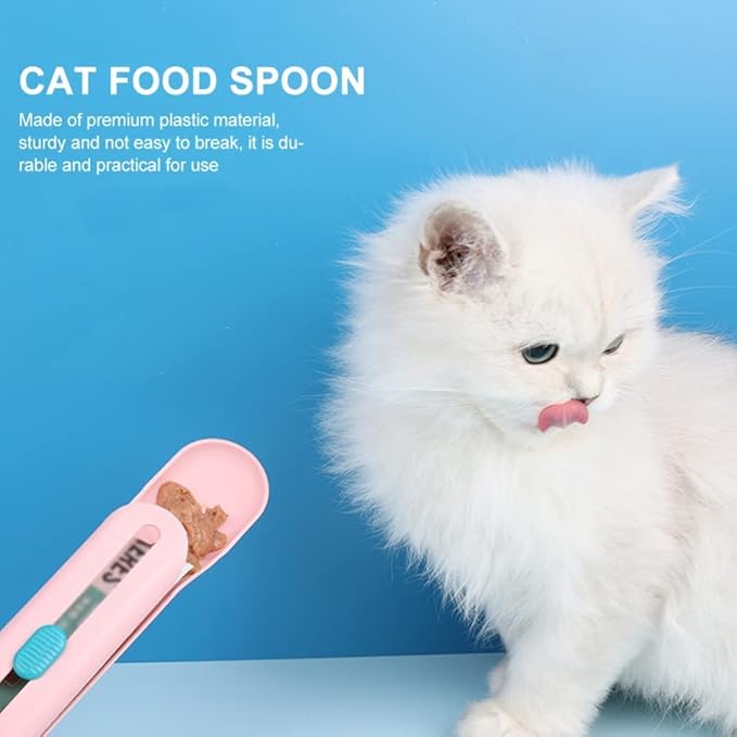 Cat Wet Treats Dispense Spoon,Treat Squeeze Spoon, Feeding & Watering Supplies Wet Cat Food Storage pet Food Spoon(Blue and Yellow)