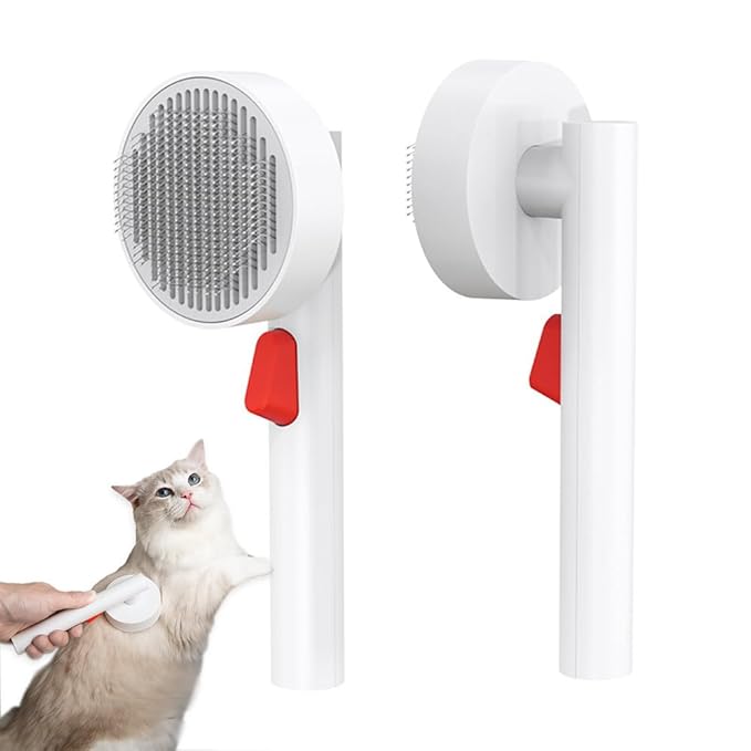 Cat Brush Dog Brush with Release Button,Brush for Shedding for Long Short Haired Cats Dogs,Cat Brushes for Indoor Cats Shedding,Pet Supplies Hair Remover Tool,Brush Grooming Kit (white)