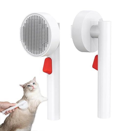 Cat Brush Dog Brush with Release Button,Brush for Shedding for Long Short Haired Cats Dogs,Cat Brushes for Indoor Cats Shedding,Pet Supplies Hair Remover Tool,Brush Grooming Kit (white)