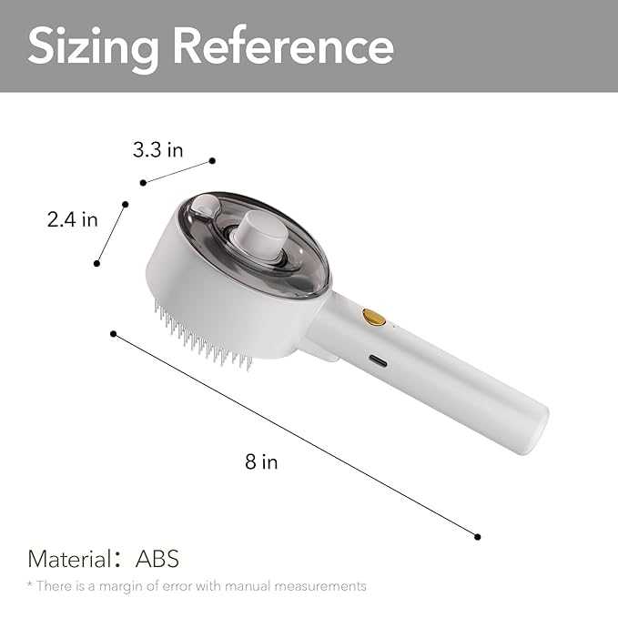 Donut 2-Gear Pet Steam Slicker Brush With UV, 4-in-1 Detangler Spray Dematting Brush For Shedding, Hair Remover With Release Button. For Indoor Long Or Short Hair Dogs, Cats, Rabbits. (White)