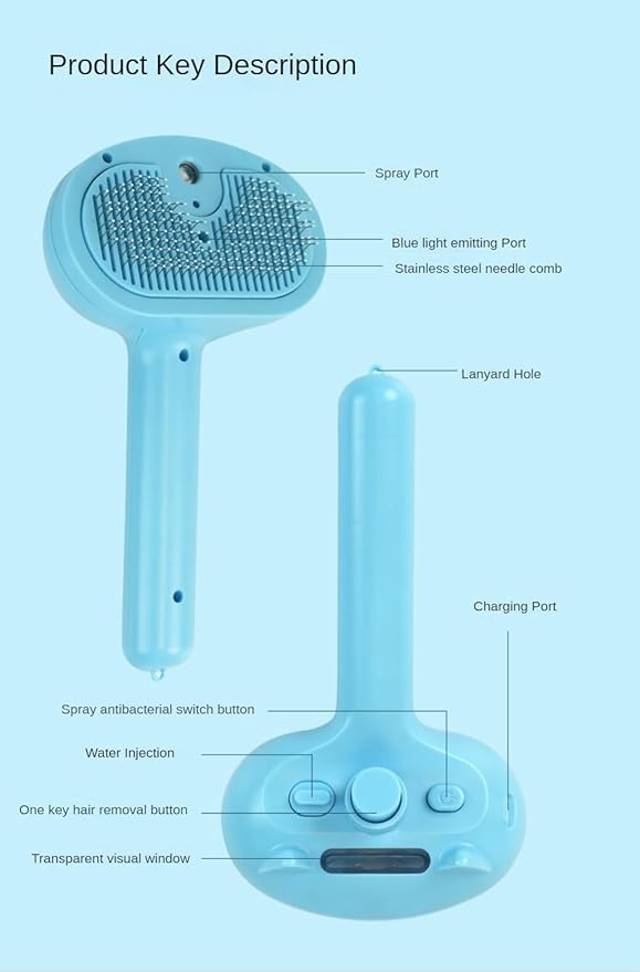 Cat Steam Brush for Indoor Cats – Gentle Cat Hair Brush with Steam Mist, Self-Cleaning Feature, and Quiet Massage Function – Perfect for Shedding, Tangles, and Grooming | Steam Brush for Cats