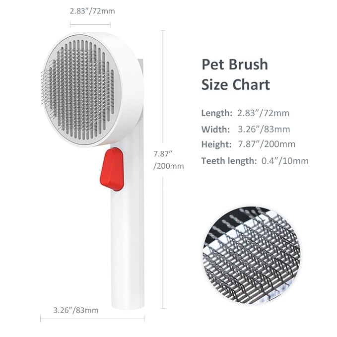 Cat Brush Dog Brush with Release Button,Brush for Shedding for Long Short Haired Cats Dogs,Cat Brushes for Indoor Cats Shedding,Pet Supplies Hair Remover Tool,Brush Grooming Kit (white)