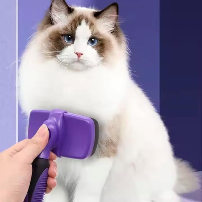 Self-Cleaning Dog & Cat Slicker Brush for Pets with Long Or Short Hair, Dog Brush for Shedding Short Hair, Cat & Dog Grooming Brush, Cat Comb, Dog Comb, Deshedding Dog Brush - Blue