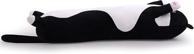 Long Plush Cat Toy Pillow Stuffed Animal Cat Kids Plush Toy Pillow for Kids and Girls Toy Doll(Black&White,70cm/27.6in)
