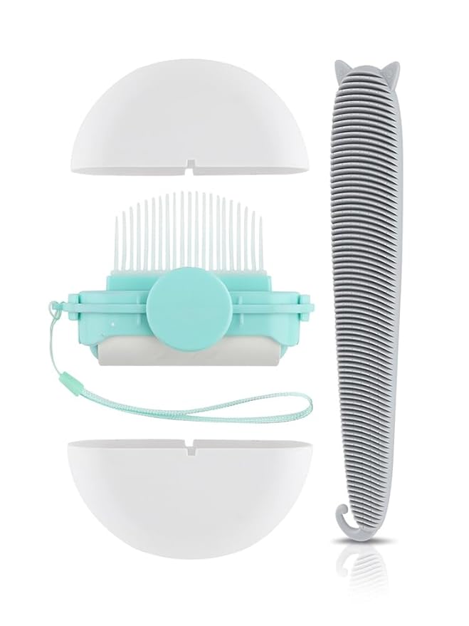 2 Pcs Cat Brush, 2 in 1 Cat Deshedding Brush, Portable Cat Grooming Brush with Cat Tongue Comb, cat grooming supplies Pet Tool Accessories for Short or Long Haired Cats