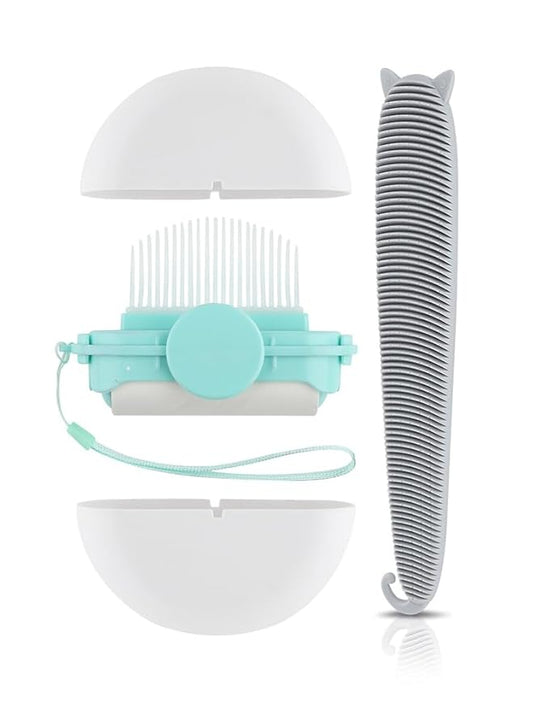 2 Pcs Cat Brush, 2 in 1 Cat Deshedding Brush, Portable Cat Grooming Brush with Cat Tongue Comb, cat grooming supplies Pet Tool Accessories for Short or Long Haired Cats