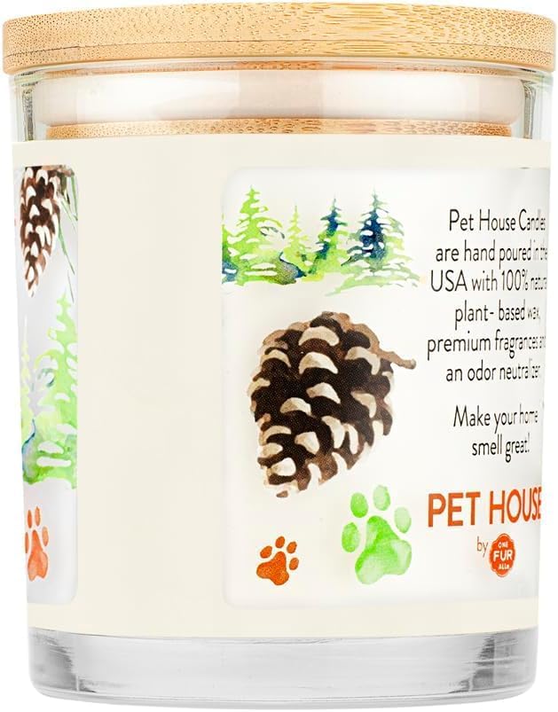 One Fur All Pet House Evergreen Forest Candles Plant-Based/Soy Candle - Clean Burning Scented Candles, Long Lasting Pet Odor Candle for Home - 4 Pack