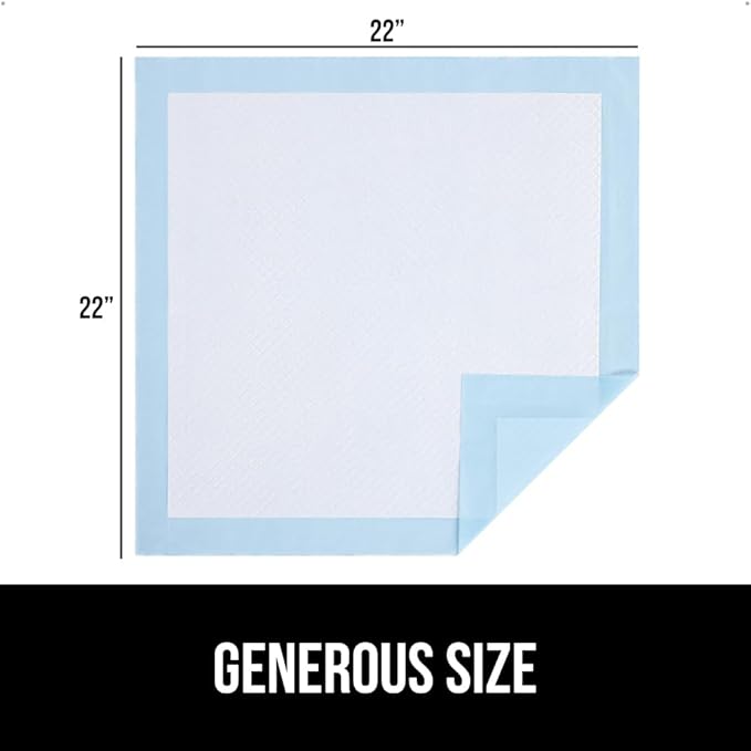Gorilla Guard Disposable Puppy Pads, 5 Layer Pee Pads for Dogs, Absorbent Diaper Changing Pad, Dog Potty Training Supplies, Quick Dry Pet Housebreaking Essentials for Puppies, 25 Count 22x22 in