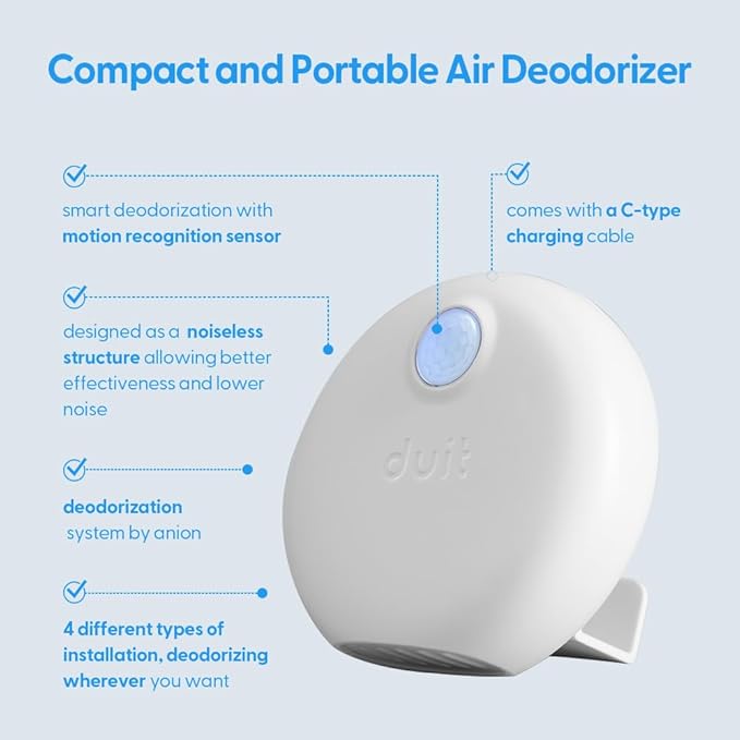 duit pure da - air ionizer, air deodorizer, deodorizer, odor deodorizer, cat toilet deodorizer, deodorizer for cat litter box, air ionizer for litter, purifier non-filter