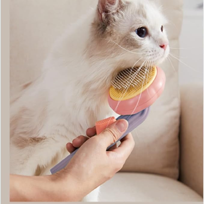 iZiv Cat Brush with Release Button, Pet Grooming Brushes for Indoor Cats, Hair Removal for Long or Short Haired Cats, Kitten Cats Dogs Rabbits, 232 HTPE Protection Points, Self Cleaning