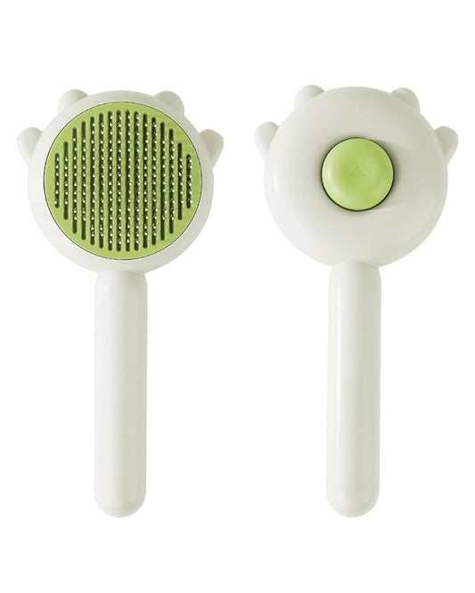 Cat Brush, Gemnbo Cat Brush with Release Button, Dog Brush for Shedding Self Cleaning with 140° Bent Curved Massage Needles, Pet Grooming Kit for Cats and Dogs