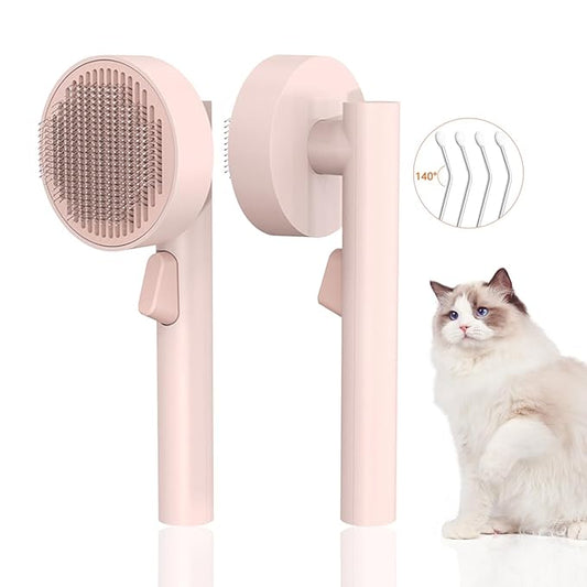 Cat Grooming Brush,Cat Brush for Shedding Pet Hair Cleaner Brush with Release Button Cats Dogs Self Cleaning Massage Brushes Deshedding Comb for Remove Tangles Loose Fur (Pink)