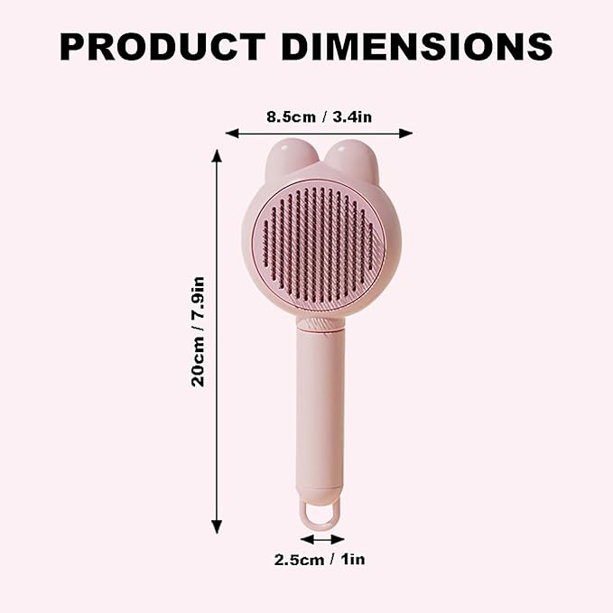 YINGFAN Cat Brushes for Indoor Cats, Self Cleaning Cat Brush for Shedding, Cat Hair Brush with Release Button, 7.9 Inch (Pink)