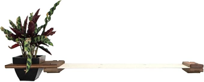 Catastrophic Creations Cat Planter Lounge Cat Hammock — 33-Inch Brown/Natural Canvas— Cat Wall Shelf— Cat Wall Furniture — Cat Climbing Shelves — Cat Floating Shelves — Cat Wall Hammock