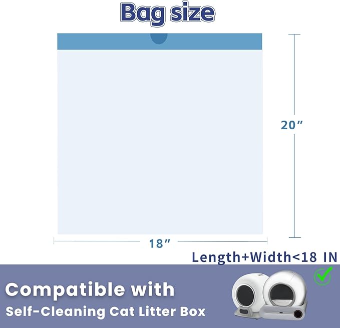 Self Cleaning Cat Litter Box Liners, Replaced Waste Bags Compatible with Cat Litter Box, Cat Litter Waste Receptacles Bags (18''x20'', 80 Count)