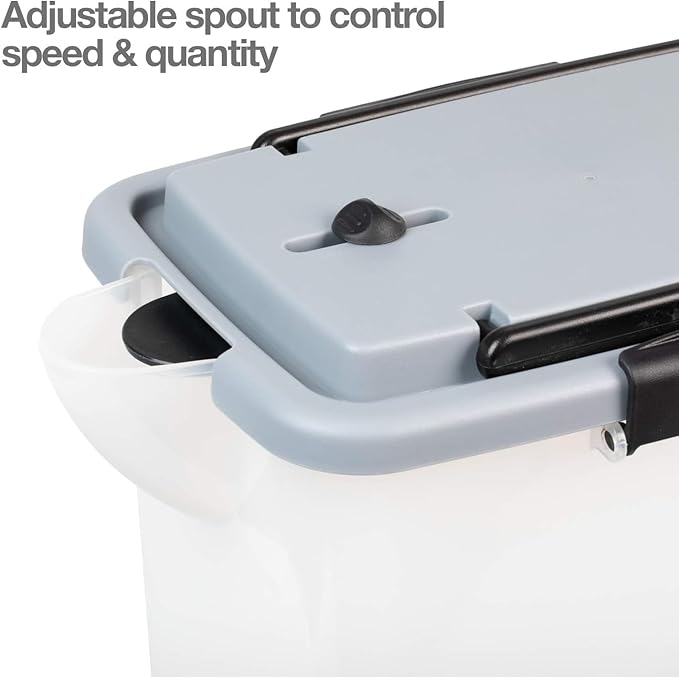 PetFusion BetterBin Portable Litter Storage Container (16.5 x 11.7 x 19) | Holds up to 25 lbs/10 Gallons, Great for Dry Dog and Cat Food | Adjustable Spout, Back & Top Handles, Heavy Duty Wheels
