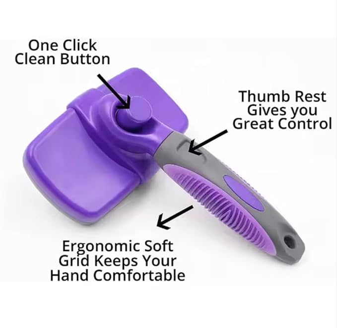 Self-Cleaning Dog & Cat Slicker Brush for Pets with Long Or Short Hair, Dog Brush for Shedding Short Hair, Cat & Dog Grooming Brush, Cat Comb, Dog Comb, Deshedding Dog Brush - Blue