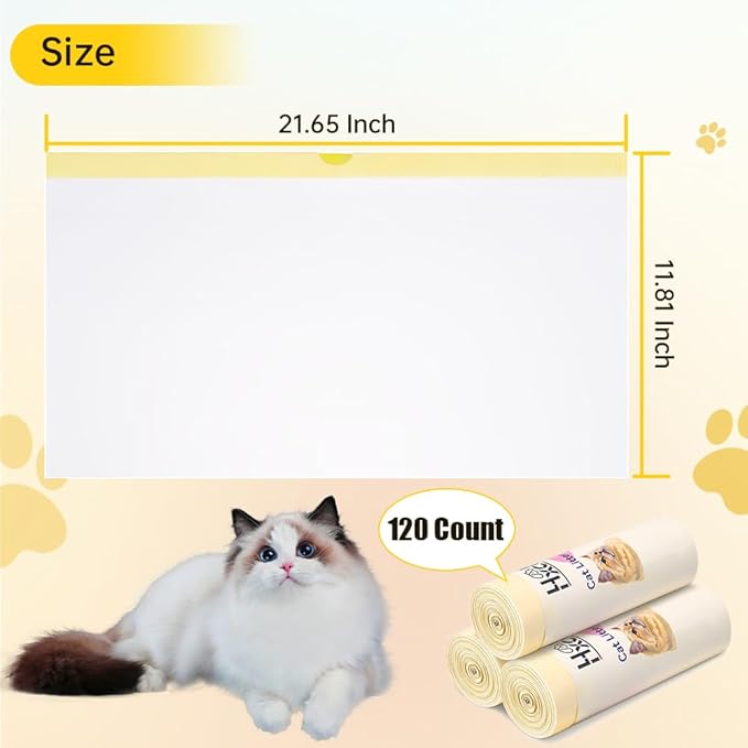 120 Count Self-Cleaning Litter Box Liner Bags for PURA X/MAX, Drawstring Replaced Trash Bag Waste Bag for Automatic Cat Litter Box (21.6" x 11.8")