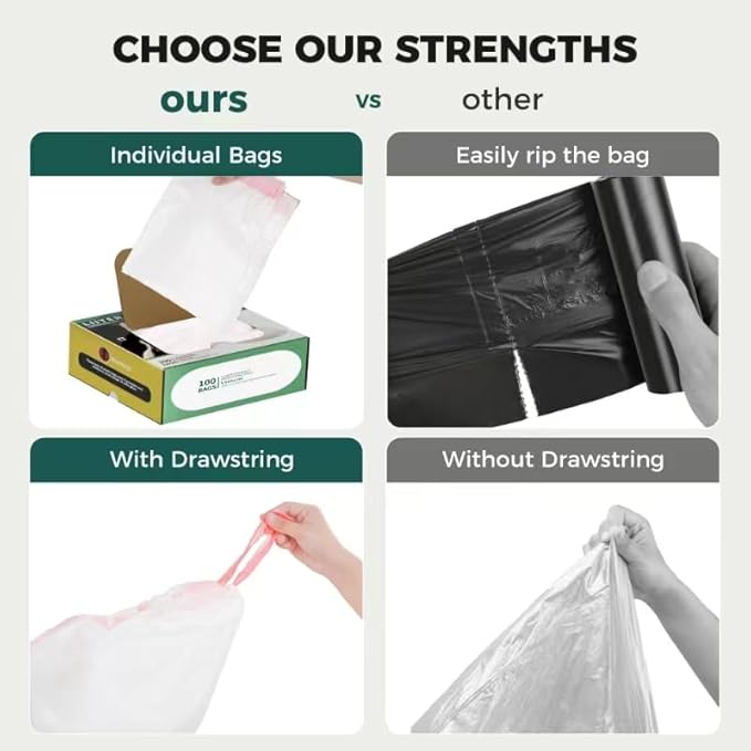Cat Litter Box Liner Bags For Litter Box Robot 4 and 3,100 Pack,Drawstring Litter Liner Bags Compatible With Self-Cleaning Litter Box,Thick Robot Waste Bags Heavy Duty Trash Bags