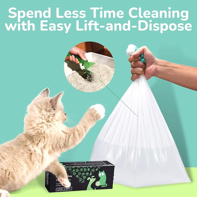 Pet N Pet Jumbo Cat Litter Box Liners, 7 Counts Heavy-Duty Kitty Litter Bags, Cat Pan Liners, Cats Box Liner Trash Bags