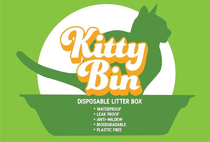 Kitty Bin Disposable and Biodegradable Cat Litter Box, 17.5 x 4 x 10.5 Inches, 6 Count, Large, Rabbit Litter Box, Hampster Litter Box, Guinea Pig Litter Box, Natural