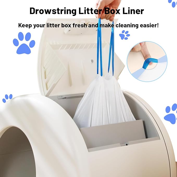 40 Count Extra Large Cat Litter Box Liners, Cat Litter Waste Receptacles Bags for MeoWant MW-SC01/MW-SC02/MW-LR01 Self-Cleaning Cat Litter Box