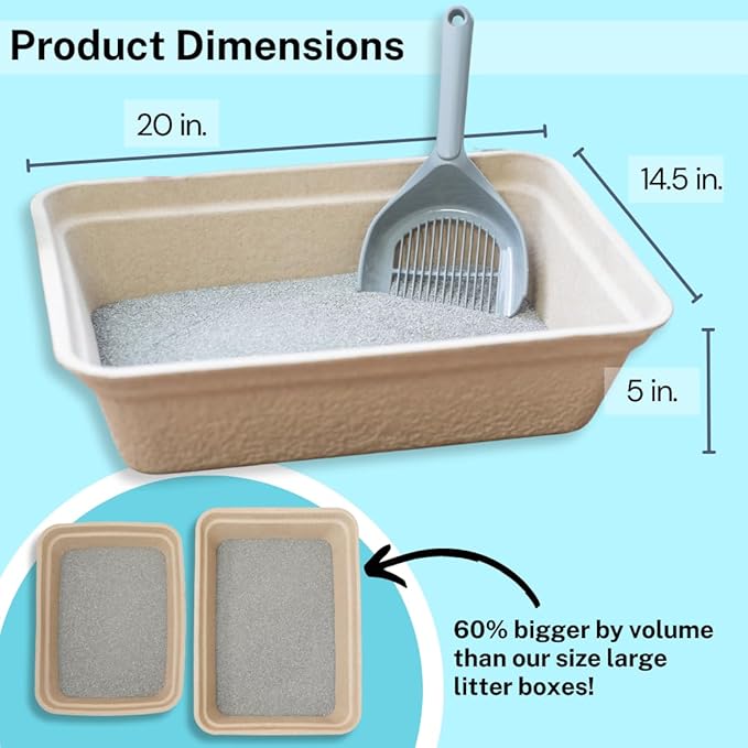 Luli & Cat Disposable Litter Boxes for Cats | Jumbo Sized 4-Pack | Durable and Water Resistant